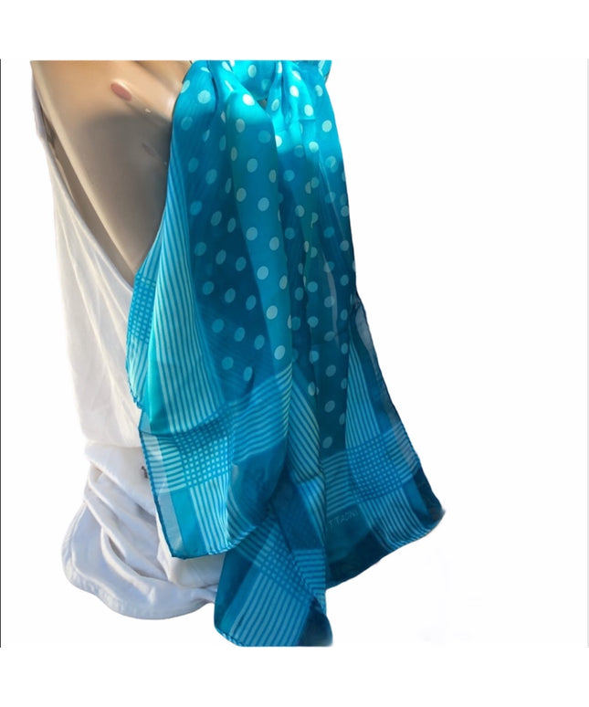 Adrienne Vittadini Blue polka dot silk scarf