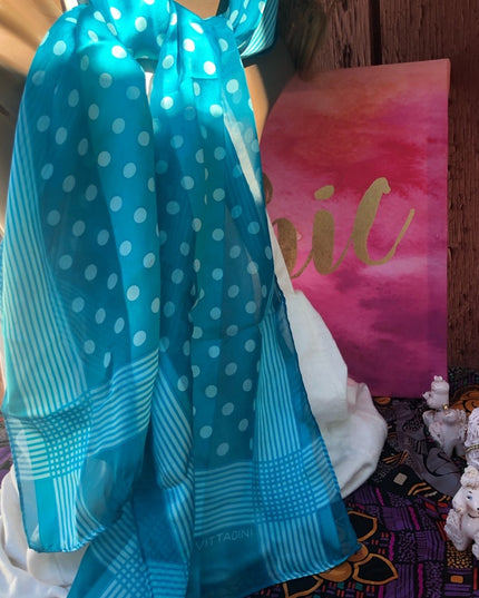 Adrienne Vittadini Blue polka dot silk scarf