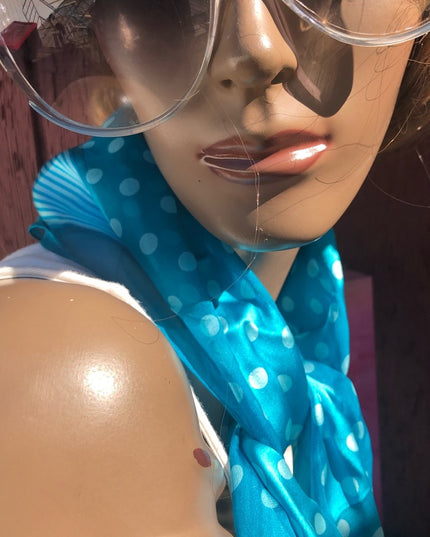Adrienne Vittadini Blue polka dot silk scarf