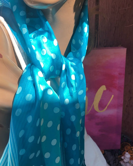 Adrienne Vittadini Blue polka dot silk scarf