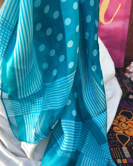 Adrienne Vittadini Blue polka dot silk scarf