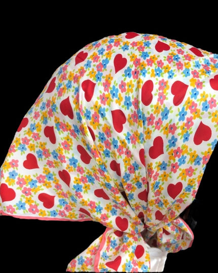 Vintage Heart flower scarf Beautiful! 1960s Acetate