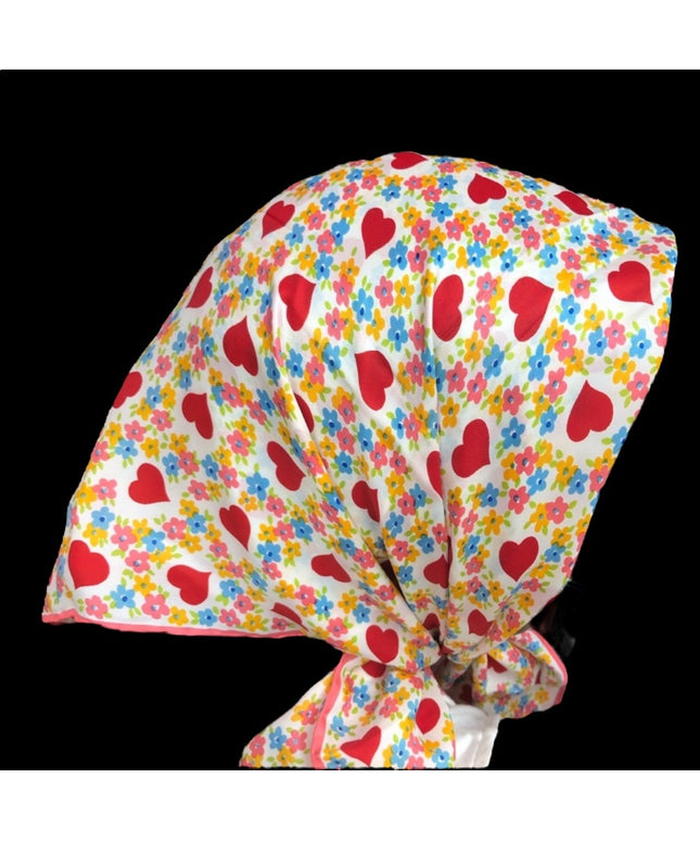 Vintage Heart flower scarf Beautiful! 1960s Acetate