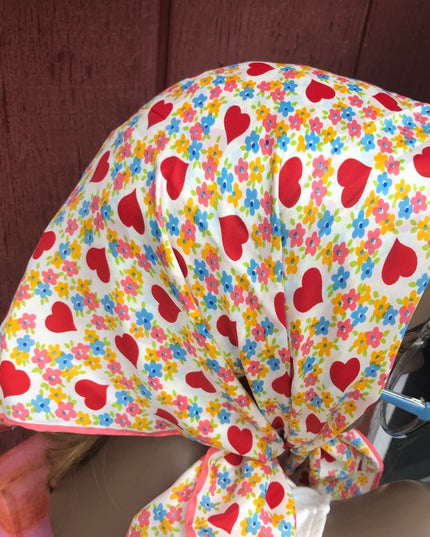 Vintage Heart flower scarf Beautiful! 1960s Acetate