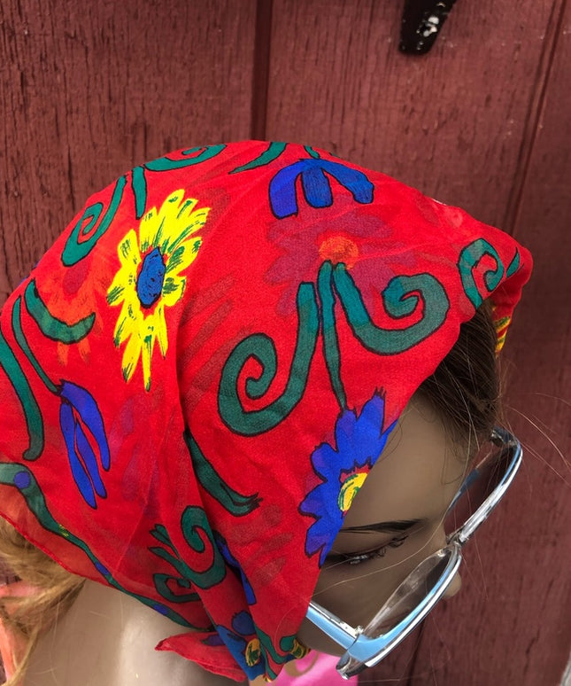 Elaine Gold Silk scarf bees flowers  summer