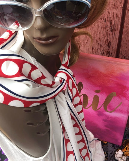 Vintage Vera Polka dot nautical scarf red white