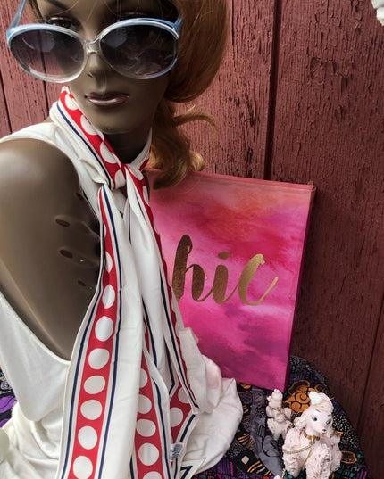 Vintage Vera Polka dot nautical scarf red white
