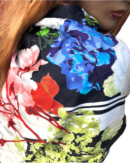 ECHO silk flower scarf Beautiful! fooral colorful large