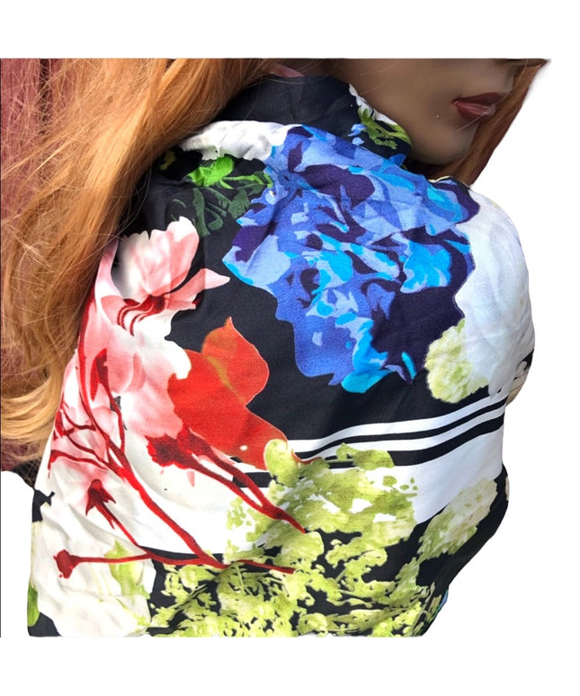 ECHO silk flower scarf Beautiful! fooral colorful large