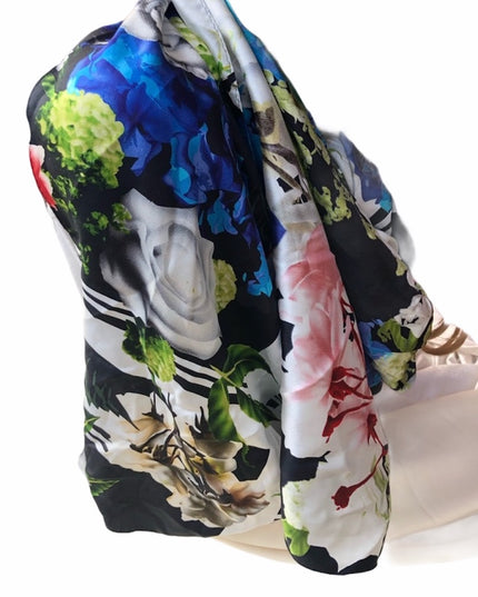 ECHO silk flower scarf Beautiful! fooral colorful large