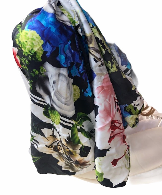 ECHO silk flower scarf Beautiful! fooral colorful large