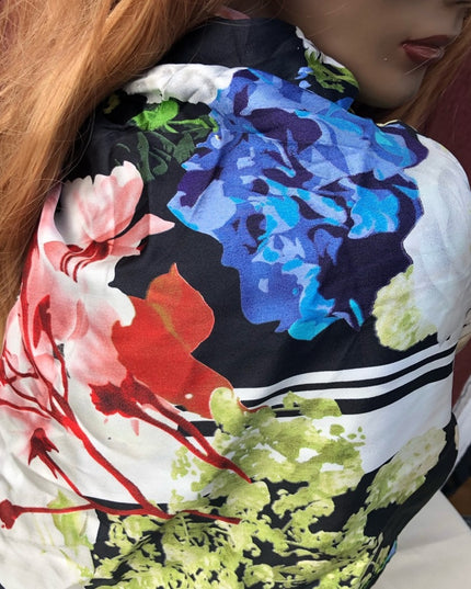 ECHO silk flower scarf Beautiful! fooral colorful large