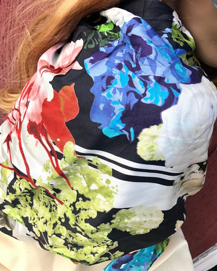 ECHO silk flower scarf Beautiful! fooral colorful large