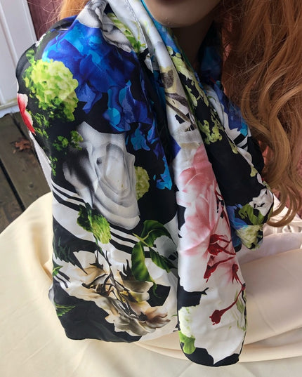 ECHO silk flower scarf Beautiful! fooral colorful large