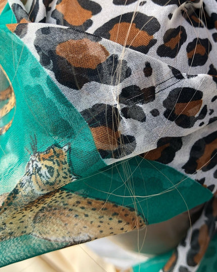 Vintage Gim Renoir Scarf Poly leopard green Italy Italian