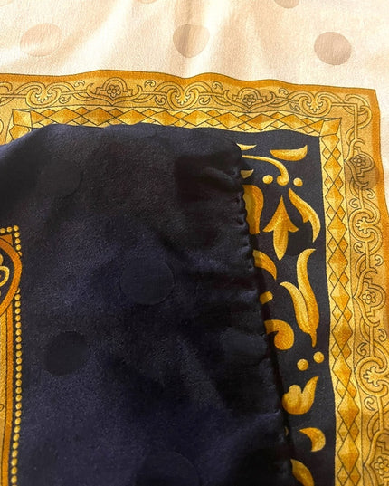 Vintage gold blue SILK Basile scarf printed magestic ornate design