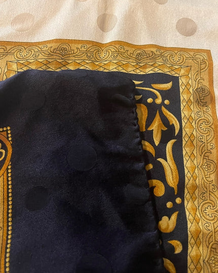 Vintage gold blue SILK Basile scarf printed magestic ornate design