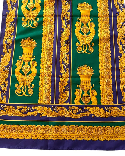 Vintage Jane Shilton Baroque green purple gold fabcy scarf Polyester Italy