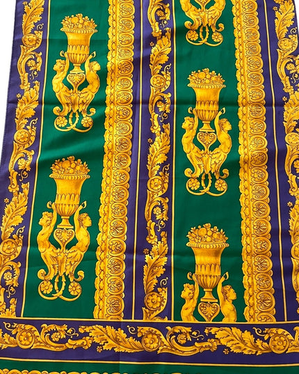 Vintage Jane Shilton Baroque green purple gold fabcy scarf Polyester Italy