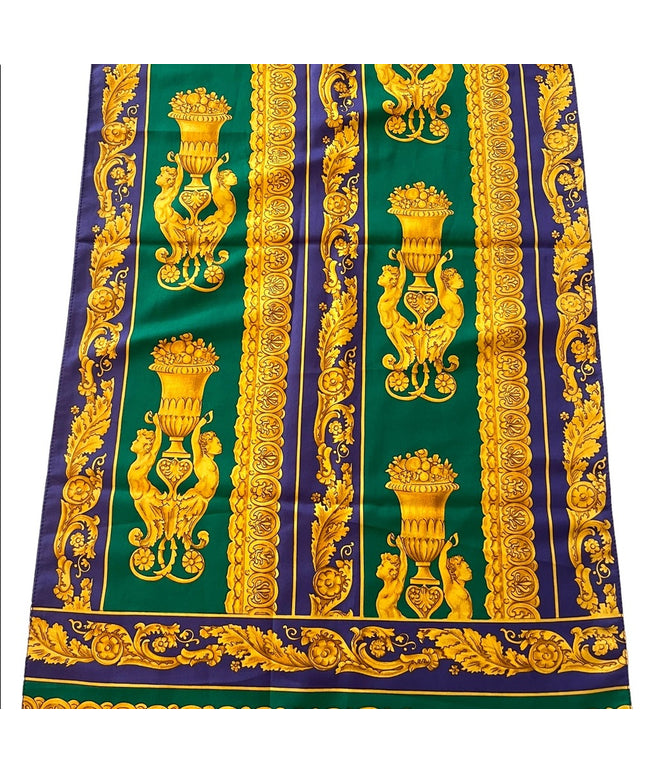 Vintage Jane Shilton Baroque green purple gold fabcy scarf Polyester Italy
