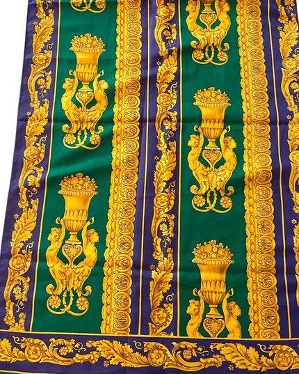 Vintage Jane Shilton Baroque green purple gold fabcy scarf Polyester Italy