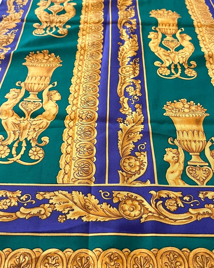 Vintage Jane Shilton Baroque green purple gold fabcy scarf Polyester Italy