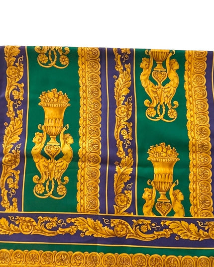 Vintage Jane Shilton Baroque green purple gold fabcy scarf Polyester Italy