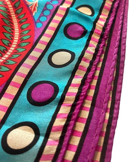 Vintage 1990s Adrienne Vittadini Purple polka dot pink Soft Silk Paisley scarf