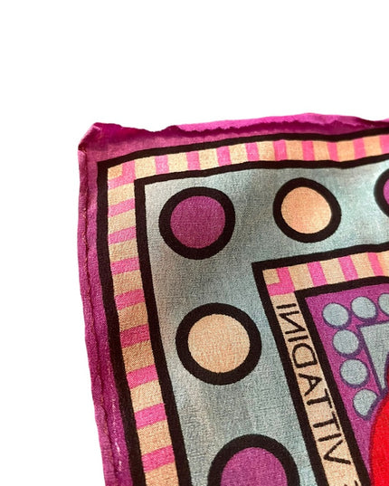 Vintage 1990s Adrienne Vittadini Purple polka dot pink Soft Silk Paisley scarf