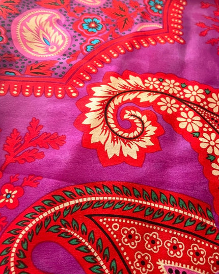Vintage 1990s Adrienne Vittadini Purple polka dot pink Soft Silk Paisley scarf