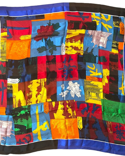 Kenneth Cole NY Limited  Ed Tour scarf Silk NY HK Tokyo Colorful Large