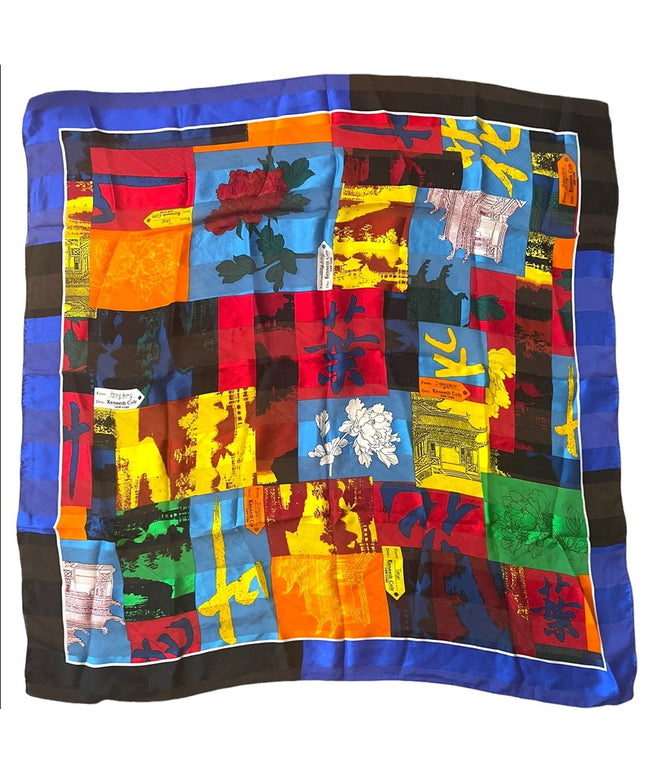 Kenneth Cole NY Limited  Ed Tour scarf Silk NY HK Tokyo Colorful Large