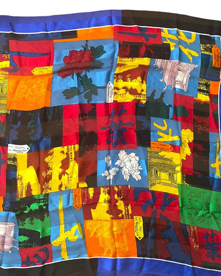 Kenneth Cole NY Limited  Ed Tour scarf Silk NY HK Tokyo Colorful Large