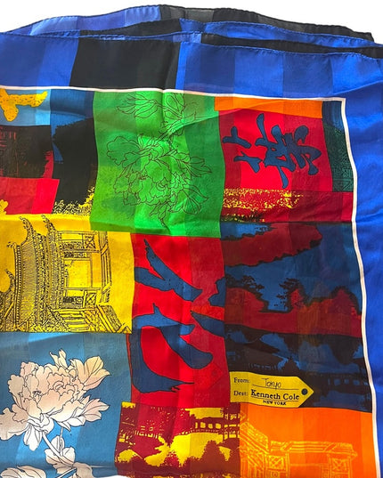 Kenneth Cole NY Limited  Ed Tour scarf Silk NY HK Tokyo Colorful Large