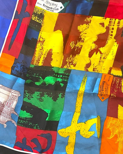 Kenneth Cole NY Limited  Ed Tour scarf Silk NY HK Tokyo Colorful Large