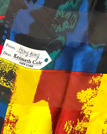 Kenneth Cole NY Limited  Ed Tour scarf Silk NY HK Tokyo Colorful Large