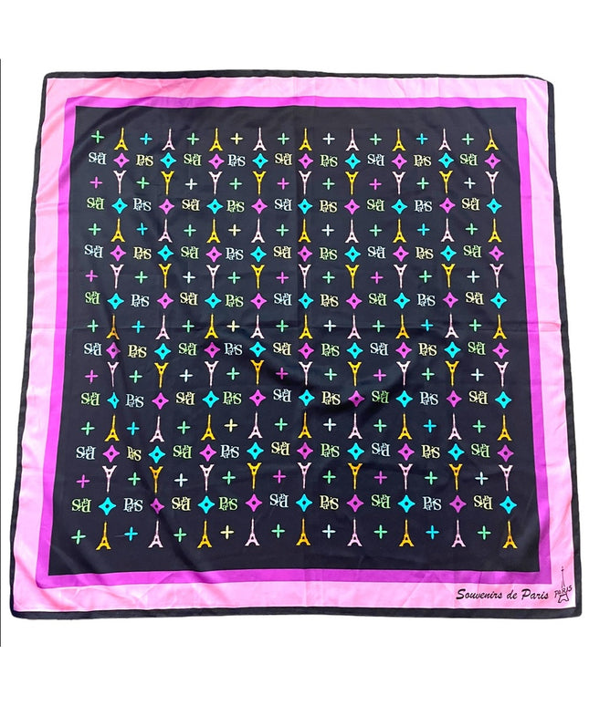 Souvenier De Paris Pink black Eiffel tower scarf Tourist souvenier France