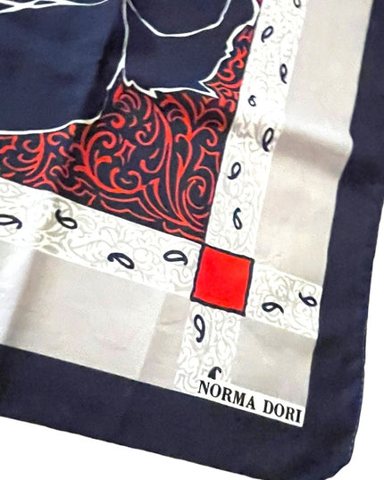 Vintage Norma Dori Red white blue flower scarf