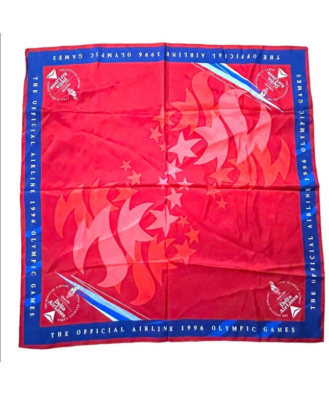 1996 Red Delta wings Olympic silk scarf Limited ed Rare