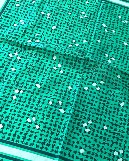 Vintage 1960s Green Black fancy abstract design scarf Acetate