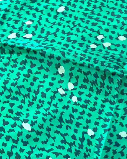 Vintage 1960s Green Black fancy abstract design scarf Acetate