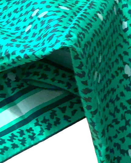 Vintage 1960s Green Black fancy abstract design scarf Acetate