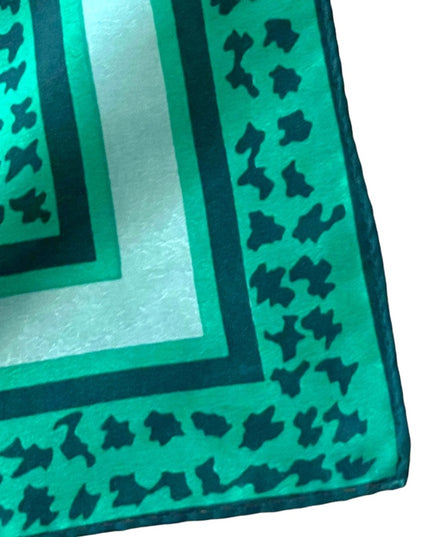 Vintage 1960s Green Black fancy abstract design scarf Acetate
