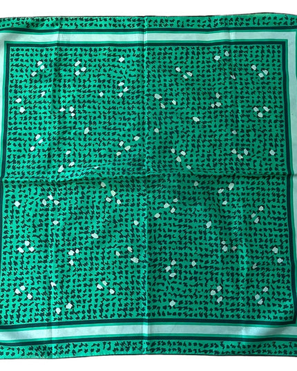 Vintage 1960s Green Black fancy abstract design scarf Acetate