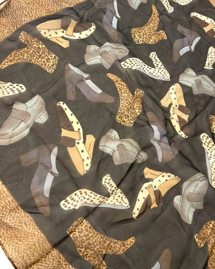 Echo Silk Leopard print shoes boots print scarf