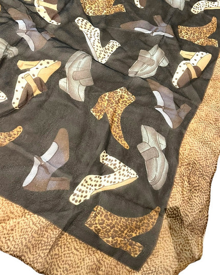 Echo Silk Leopard print shoes boots print scarf