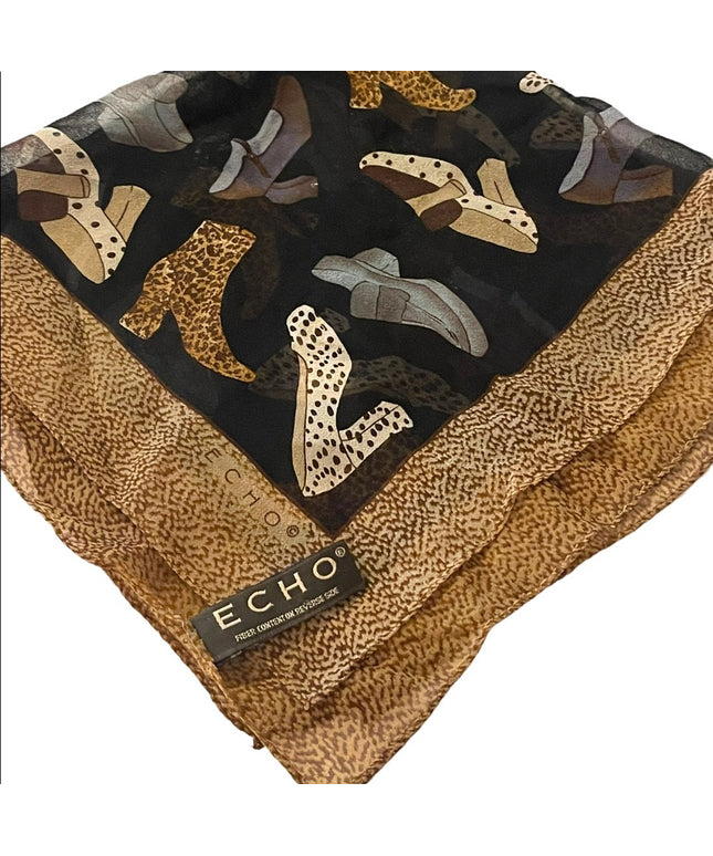Echo Silk Leopard print shoes boots print scarf