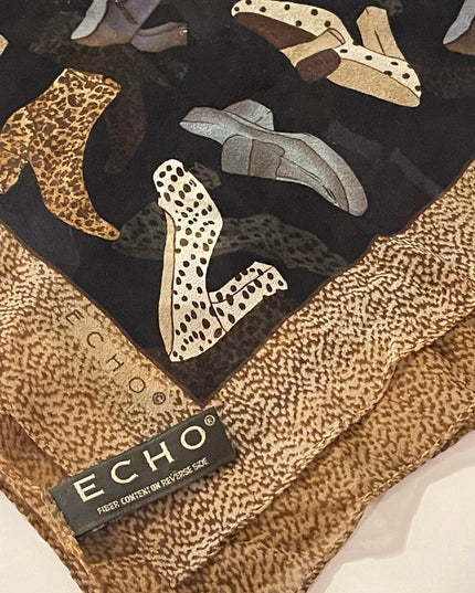 Echo Silk Leopard print shoes boots print scarf