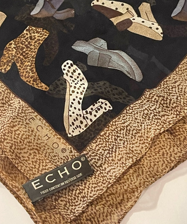 Echo Silk Leopard print shoes boots print scarf