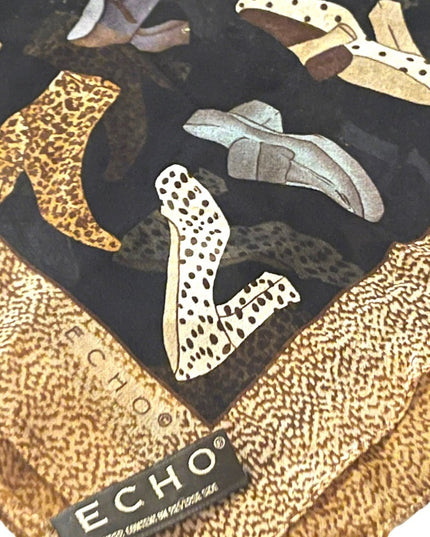 Echo Silk Leopard print shoes boots print scarf